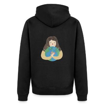 Fille câlin terre planète terre plante coeur - Veste à capuche bio Premium Unisexe - noir - Dos - Nico (187cm)