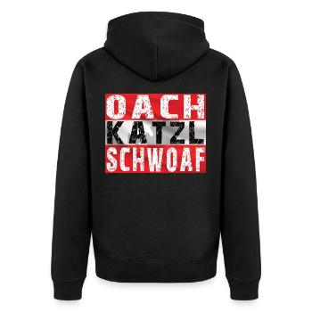 Oachkatzlschwoaf Austrian Gift - Unisex Premium Organic Zip Hoodie - black - Back - Nico (187cm)