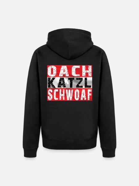 Oachkatzlschwoaf Østrigsk gave - Premium økologisk unisex-hættejakke - sort