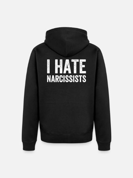 Ich hasse Narzissten - Unisex Premium Bio Zip Hoodie - Schwarz