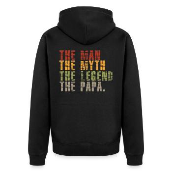 Papa The Man The Myth The Legend Father's Day gift - Unisex Premium Organic Zip Hoodie - black - Back - Nico (187cm)