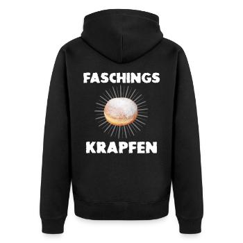 Faschingskrapfen Krapfenliebe Krapfen - Unisex Premium Bio Zip Hoodie - Schwarz - Hinten - Nico (187cm)