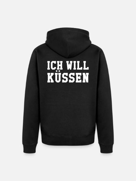 Ich will küssen - Unisex Premium Bio Zip Hoodie - Schwarz