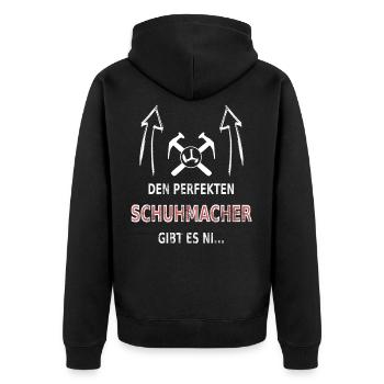 Schuhmacher Schuster Meister Lehrling - Unisex Premium Bio Zip Hoodie - Schwarz - Hinten - Nico (187cm)