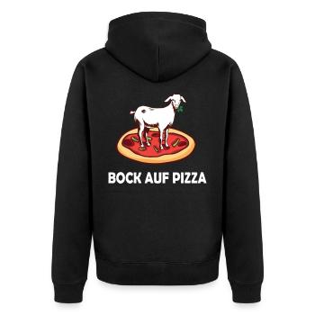 Lustiges Pizza Design Pizza lover Essen - Unisex Premium Bio Zip Hoodie - Schwarz - Hinten - Nico (187cm)