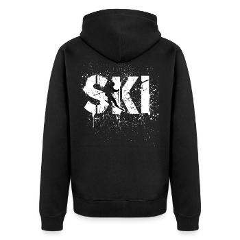 Ski Skiing Skiers - Unisex Premium Organic Zip Hoodie - black - Back - Nico (187cm)