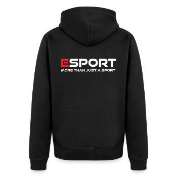 Esport Online Gaming Gamer - Unisex Premium Bio Zip Hoodie - Schwarz - Hinten - Nico (187cm)