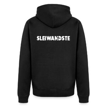 Schifoan Schi Schifoan is sleiwandste - Unisex Premium Bio Zip Hoodie - Schwarz - Hinten - Nico (187cm)