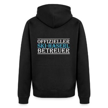 Skihaserl Betreuer Apres Ski Sprüche - Unisex Premium Bio Zip Hoodie - Schwarz - Hinten - Nico (187cm)