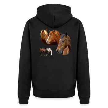 Chevaux Étalon sauvage et jument Tête de cheval et poneys - Veste à capuche bio Premium Unisexe - noir - Dos - Nico (187cm)