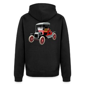 Auto Vintage - Unisex Premium Bio Zip Hoodie - Schwarz - Hinten - Nico (187cm)