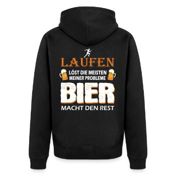 Laufen Läufer Lustige Lauf Sprüche - Unisex Premium Bio Zip Hoodie - Schwarz - Hinten - Nico (187cm)