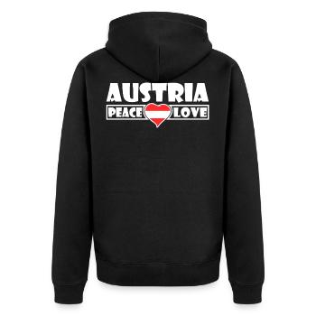 Austria - Österreich - Unisex Premium Bio Zip Hoodie - Schwarz - Hinten - Nico (187cm)