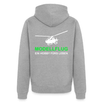 Modellbau Modellflug Hubschrauber - Unisex Premium Bio Zip Hoodie - Grau meliert - Hinten - Nico (187cm)
