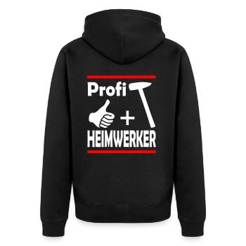 Profi Heimwerker - Unisex Premium Bio Zip Hoodie - Schwarz - Hinten - Nico (187cm)
