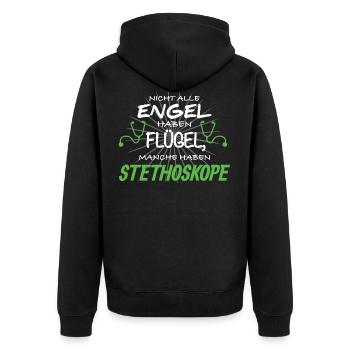 Engel Flügel Arzt Ärztin Stethoskop Medizin - Unisex Premium Bio Zip Hoodie - Schwarz - Hinten - Nico (187cm)