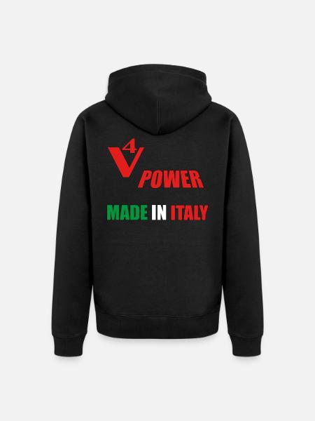 V4 Power fabriqué en Italie; moto - Veste à capuche bio Premium Unisexe - noir