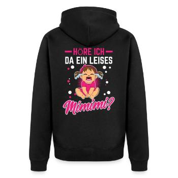 Mimimi - Unisex Premium Bio Zip Hoodie - Schwarz - Hinten - Nico (187cm)