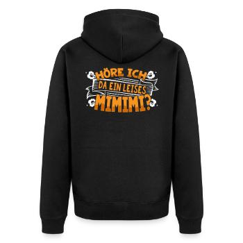 Mimimi - Unisex Premium Bio Zip Hoodie - Schwarz - Hinten - Nico (187cm)