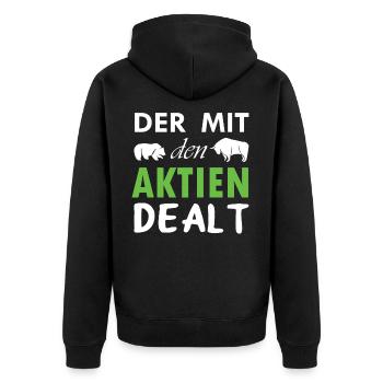 Aktionär Aktien Aktienhändler Trader - Unisex Premium Bio Zip Hoodie - Schwarz - Hinten - Nico (187cm)
