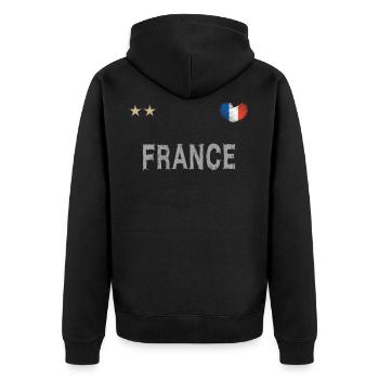 Maillot de foot France avec coeur - Veste à capuche bio Premium Unisexe - noir - Dos - Nico (187cm)