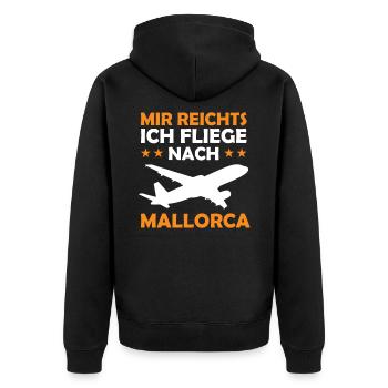 Mallorca Urlaub - Unisex Premium Bio Zip Hoodie - Schwarz - Hinten - Nico (187cm)