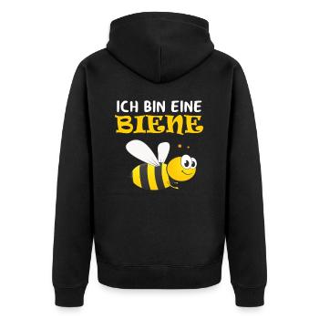 Bienen Kostüm Ersatz - Ich bin eine Biene - Unisex Premium Bio Zip Hoodie - Schwarz - Hinten - Nico (187cm)