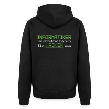 Informatiker Spruch - Unisex Premium Bio Zip Hoodie - Schwarz - Hinten - Nico (187cm)