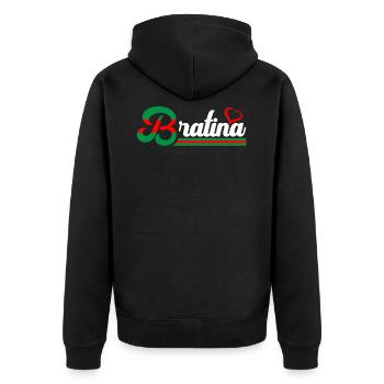 Bratina Bratan Russland - Unisex Premium Bio Zip Hoodie - Schwarz - Hinten - Nico (187cm)
