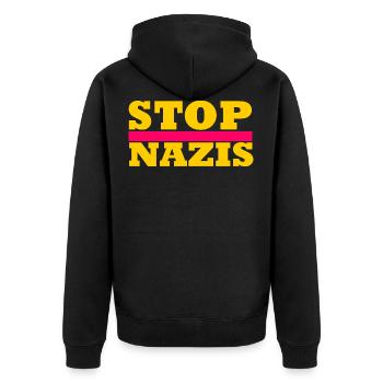 Arrêtez les nazis - Veste à capuche bio Premium Unisexe - noir - Dos - Nico (187cm)