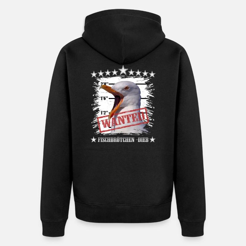 Diebische Möwe - Unisex Premium Bio Zip Hoodie - Schwarz