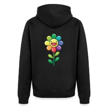 Bunte Blume Sonnenblume Regenbogen Farben Kinder - Unisex Premium Bio Zip Hoodie - Schwarz - Hinten - Nico (187cm)