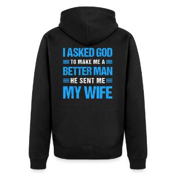 Funny Gift For Men - Unisex Premium Organic Zip Hoodie - black - Back - Nico (187cm)