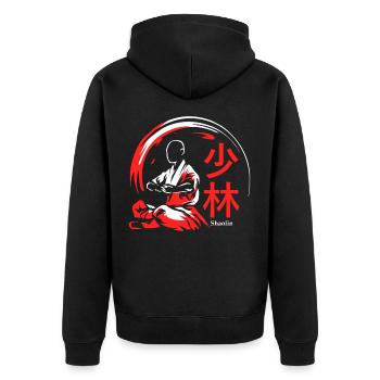 Kampfsport Shaolin - Unisex Premium Bio Zip Hoodie - Schwarz - Hinten - Nico (187cm)