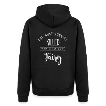 Putzfrau Reinigungskraft - Unisex Premium Bio Zip Hoodie - Schwarz - Hinten - Nico (187cm)