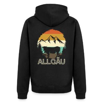 Allgäu Retro Alpen Bayern - Unisex Premium Bio Zip Hoodie - Schwarz - Hinten - Nico (187cm)