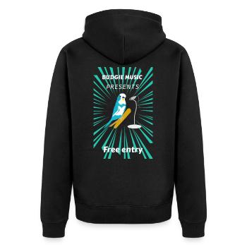 Vogel, Wellensittich gibt ein Konzert - Unisex Premium Bio Zip Hoodie - Schwarz - Hinten - Nico (187cm)