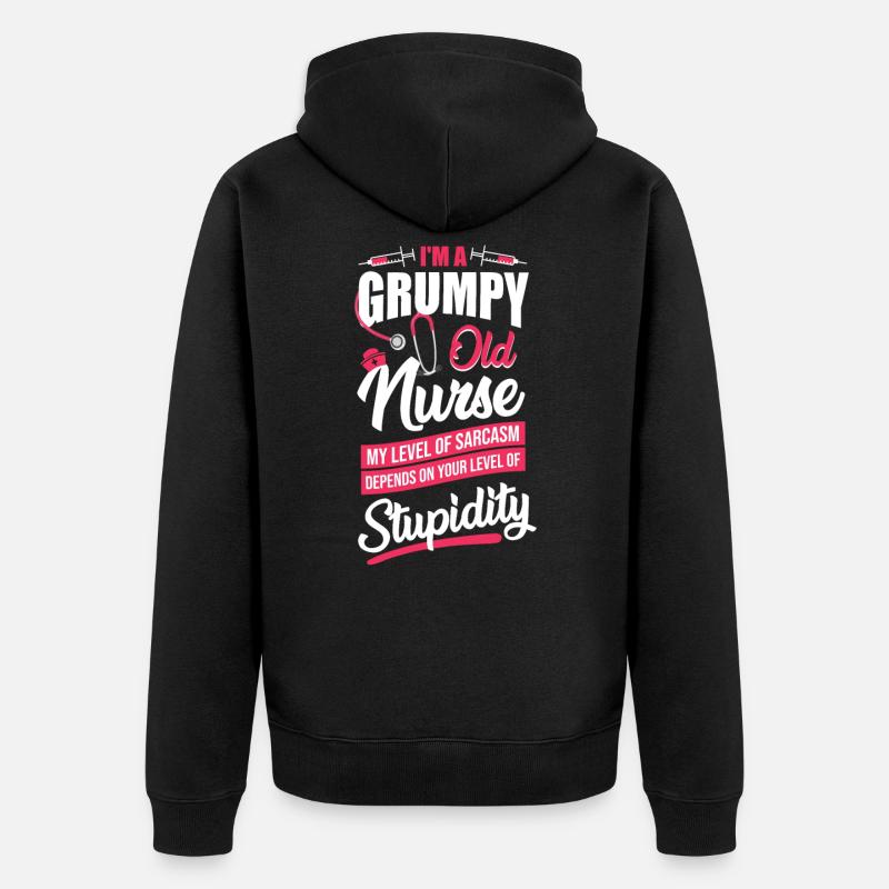 Grumpy Old Nurse - Unisex Premium Organic Zip Hoodie - black