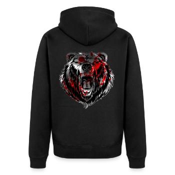 terror steel - Unisex Premium Bio Zip Hoodie - Schwarz - Hinten - Nico (187cm)