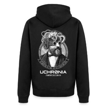 Uchronia # 04 - Steampunk Artificial Intelligence - Unisex Premium Organic Zip Hoodie - black - Back - Nico (187cm)