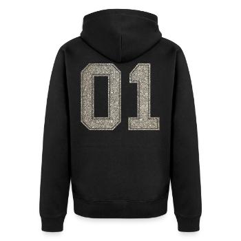 Numéro 01 numéro de maillot 1 numéro de maillot - Veste à capuche bio Premium Unisexe - noir - Dos - Nico (187cm)