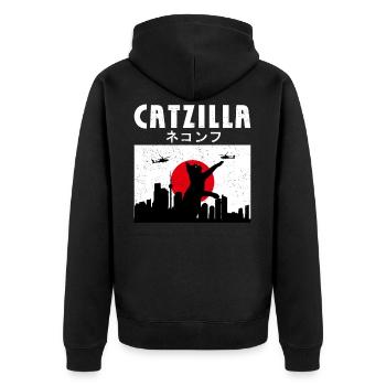 Funny Cat Lovers Japanese Catzilla Hilarious Love - Veste à capuche bio Premium Unisexe - noir - Dos - Nico (187cm)