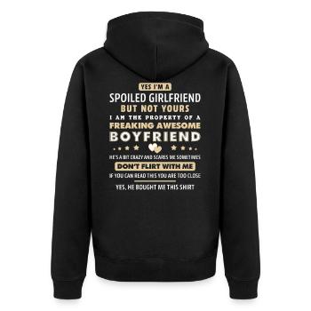 Yes I'm Spoiled Girlfriend Of Awesome Boyfriend Gi - Unisex Premium Bio Zip Hoodie - Schwarz - Hinten - Nico (187cm)