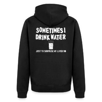 Parfois je bois de l'eau juste pour surprendre mon foie - Veste à capuche bio Premium Unisexe - noir - Dos - Nico (187cm)