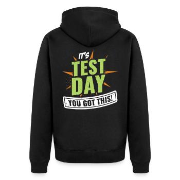 Funny Testing Teacher Preschool Teacher - Unisex Premium Bio Zip Hoodie - Schwarz - Hinten - Nico (187cm)