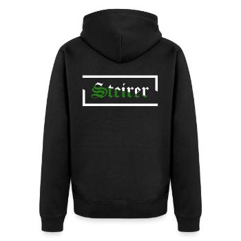 Steirer Steiermark Steirerbua Geschenk lustig Idee - Unisex Premium Bio Zip Hoodie - Schwarz - Hinten - Nico (187cm)