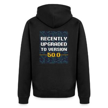 Computer Geek Husband 50th Birthday Gift Upgraded - Unisex Premium Organic Zip Hoodie - black - Back - Nico (187cm)