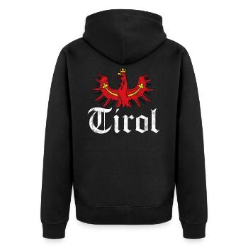 Tirol Motiv Tiroler Adler Design - Unisex Premium Bio Zip Hoodie - Schwarz - Hinten - Nico (187cm)