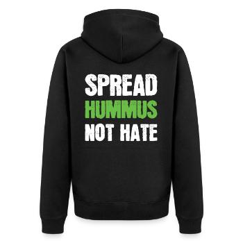 Spread hummus not hate vegetarian vegan saying - Unisex Premium Organic Zip Hoodie - black - Back - Nico (187cm)