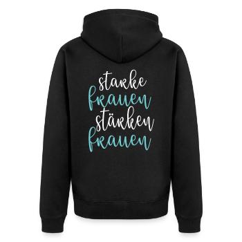 Frauenpower Powerfrau Starke Frauen Stärken Frauen - Unisex Premium Bio Zip Hoodie - Schwarz - Hinten - Nico (187cm)